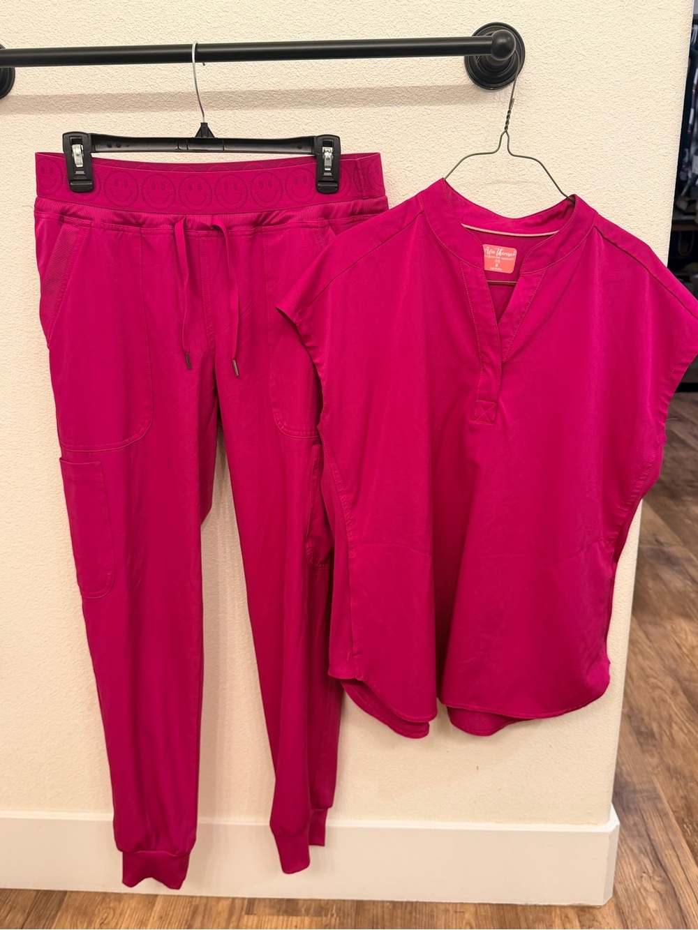 Women's Fuchsia Scrub Set Jogger Pants & Top